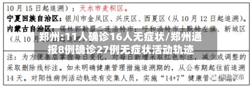 郑州:11人确诊16人无症状/郑州通报8例确诊27例无症状活动轨迹-第1张图片