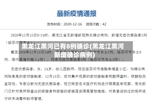 黑龙江黑河已有8例确诊(黑龙江黑河新增确诊病例)-第1张图片