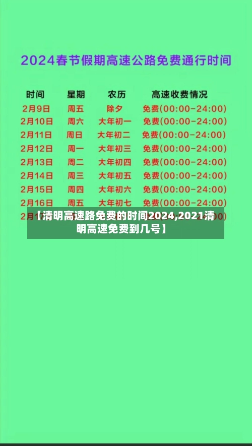【清明高速路免费的时间2024,2021清明高速免费到几号】