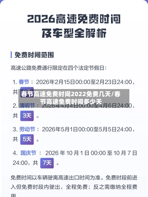 春节高速免费时间2022免费几天/春节高速免费时间多少天-第1张图片