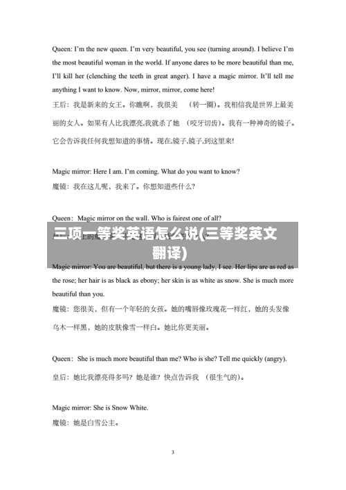 三项一等奖英语怎么说(三等奖英文翻译)-第1张图片